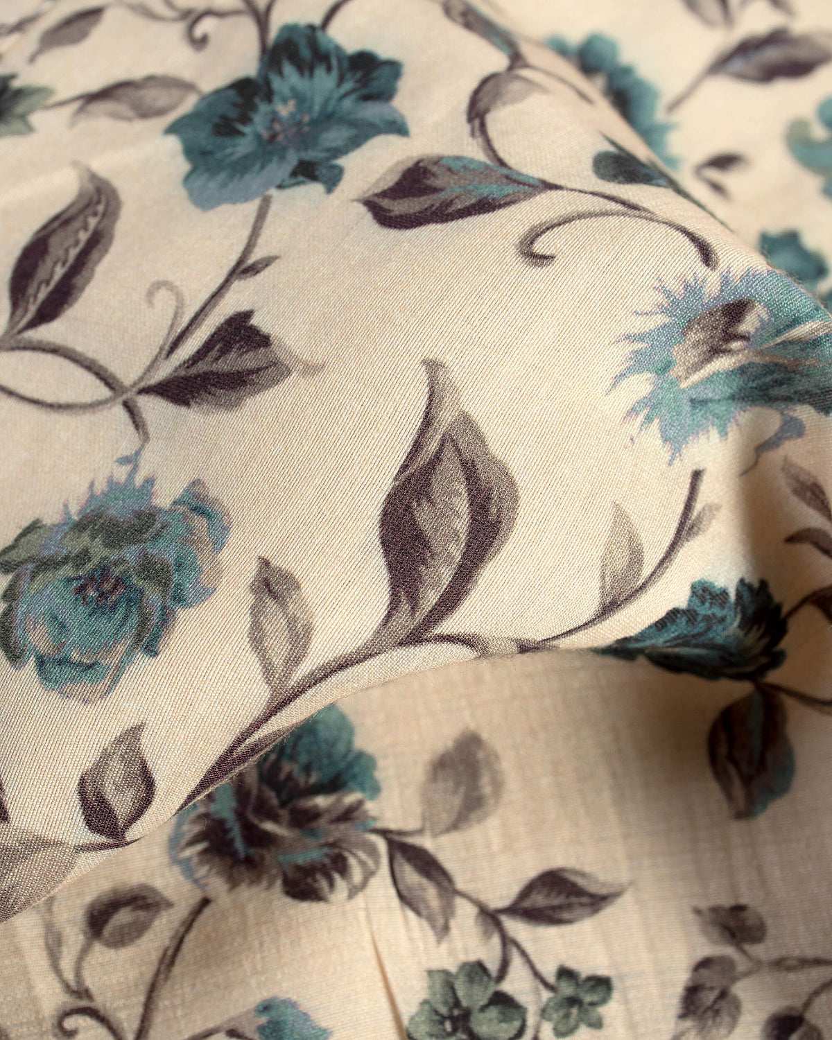 Chaqueta floral vintage melocotón y azul petróleo con volante