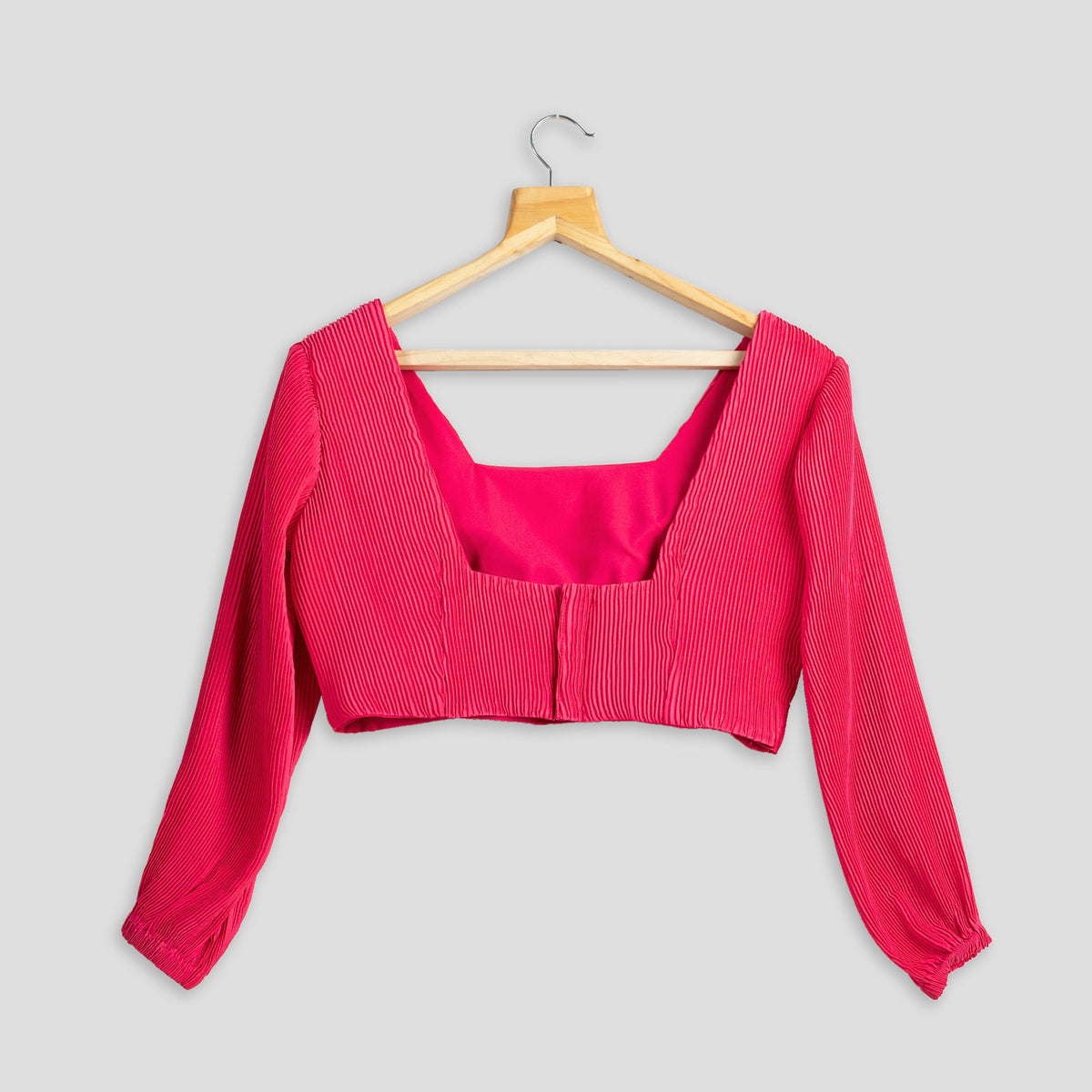 Blusa plisada lisa rosa intenso