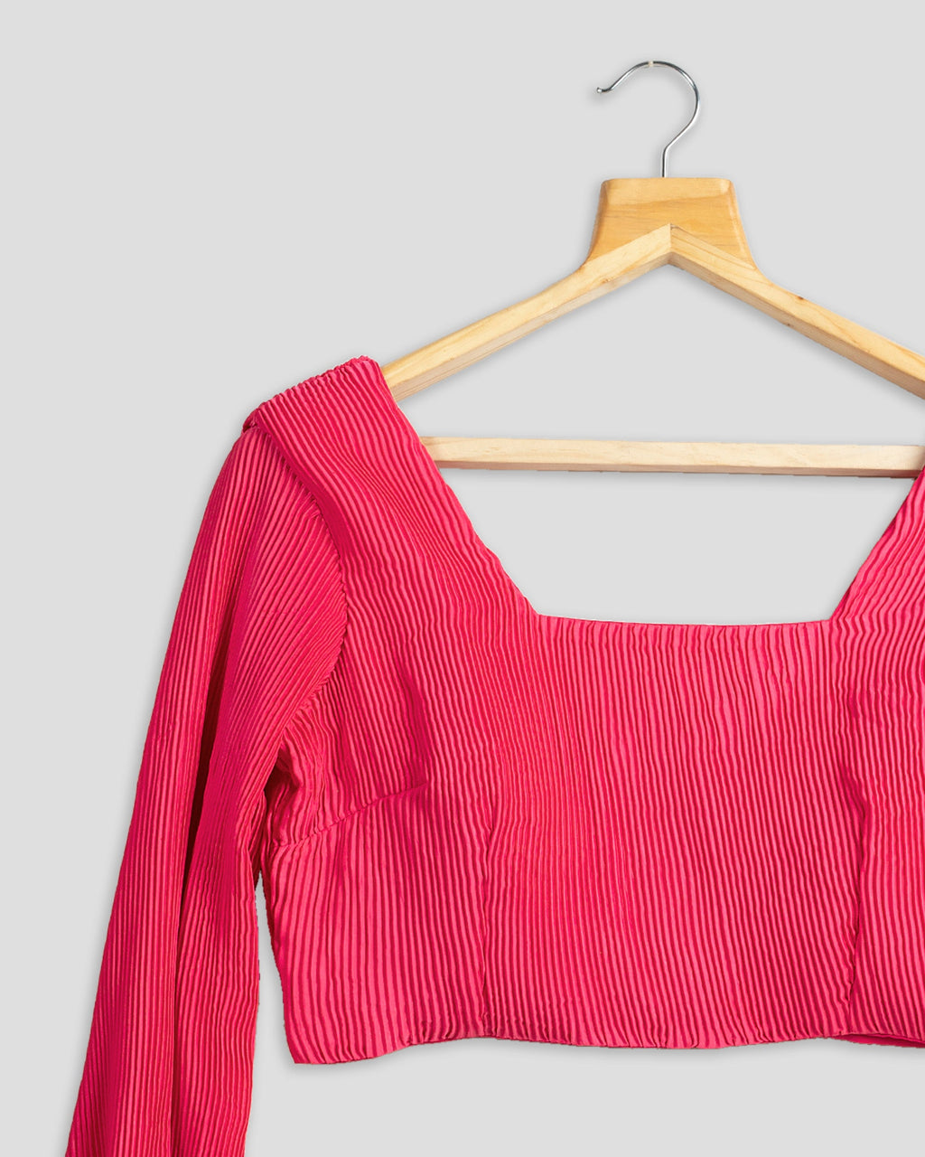 Blusa plisada lisa rosa intenso