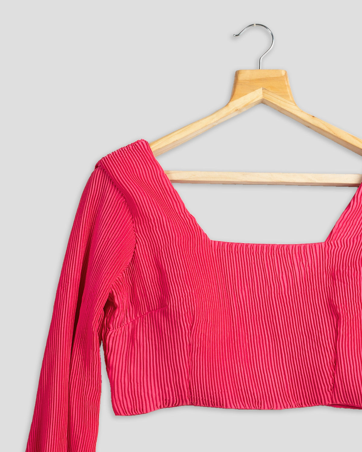 Blusa plisada lisa rosa intenso
