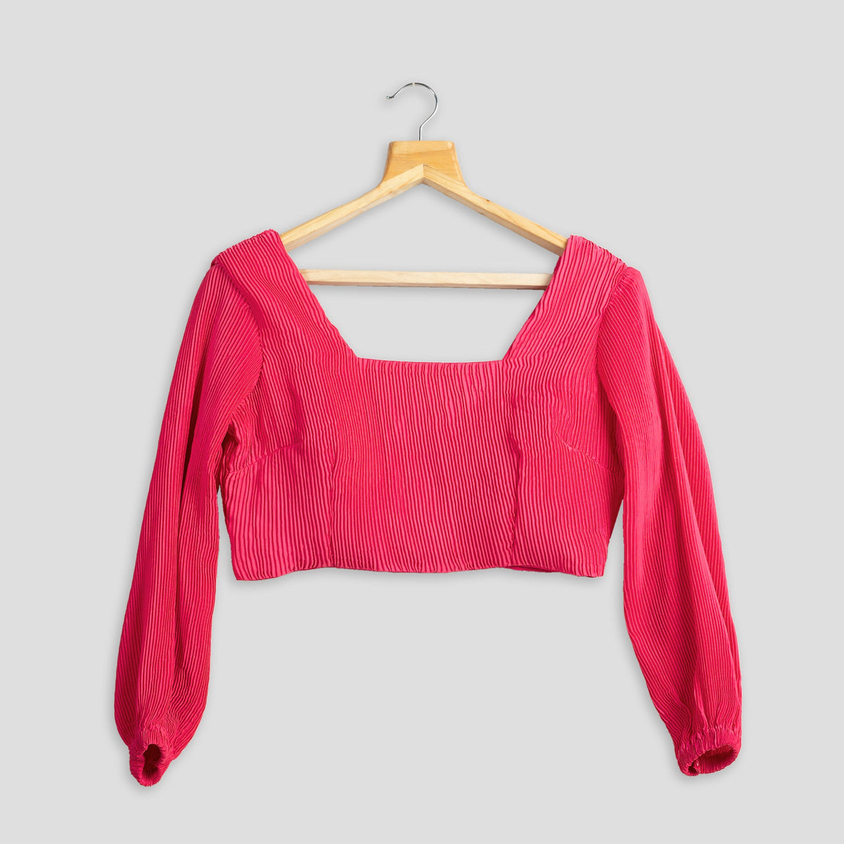 Blusa plisada lisa rosa intenso