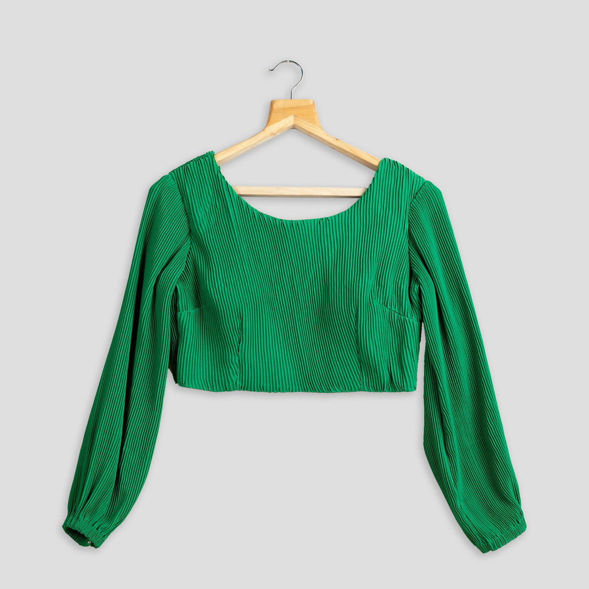 Blusa plisada lisa verde esmeralda