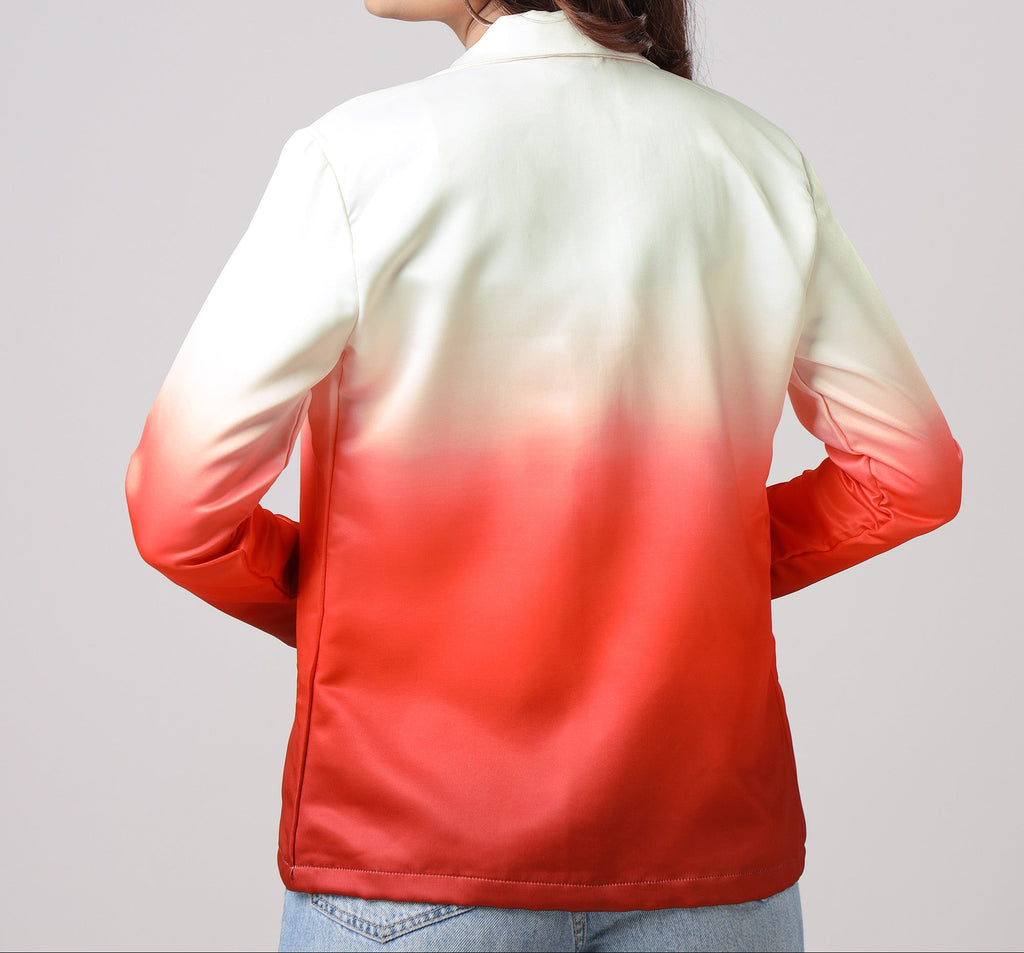 Chaqueta de mujer roja degradada con bolsillo delantero