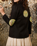 Chaqueta de mujer negra de patchwork