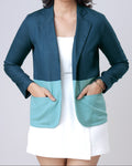 Chaqueta de mujer con bloques de color azul Carolina y azul cielo