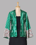 Chaqueta Bandhani verde oscuro con mangas acampanadas