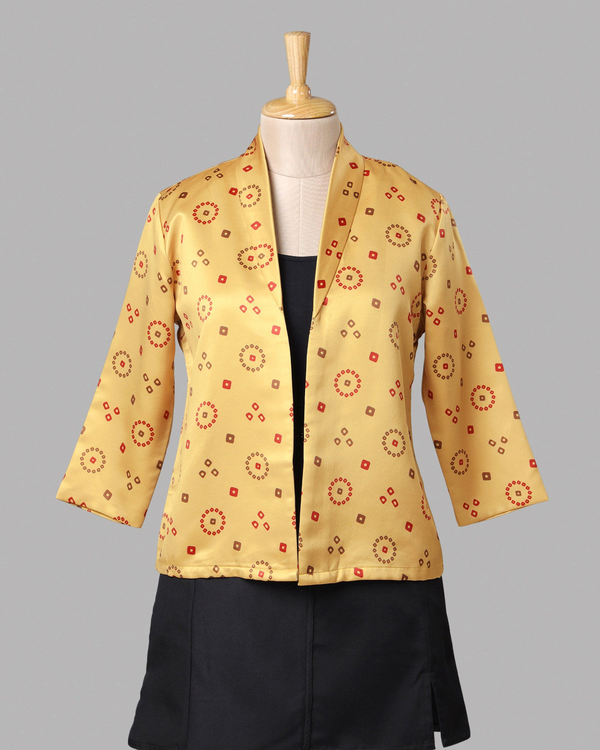 Chaqueta de mujer de satén amarillo dorado
