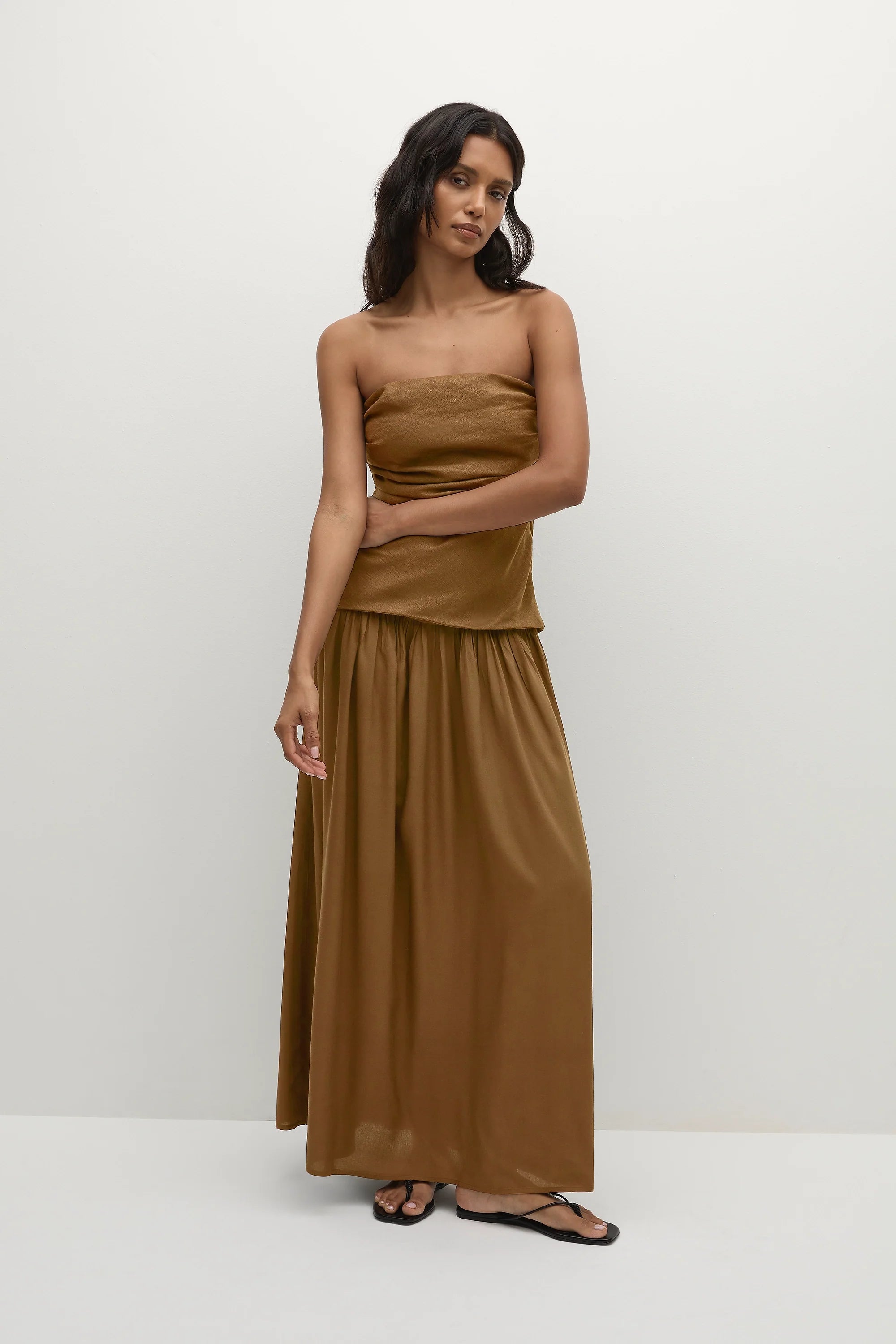 Robe longue Hedy tabac - Vente finale