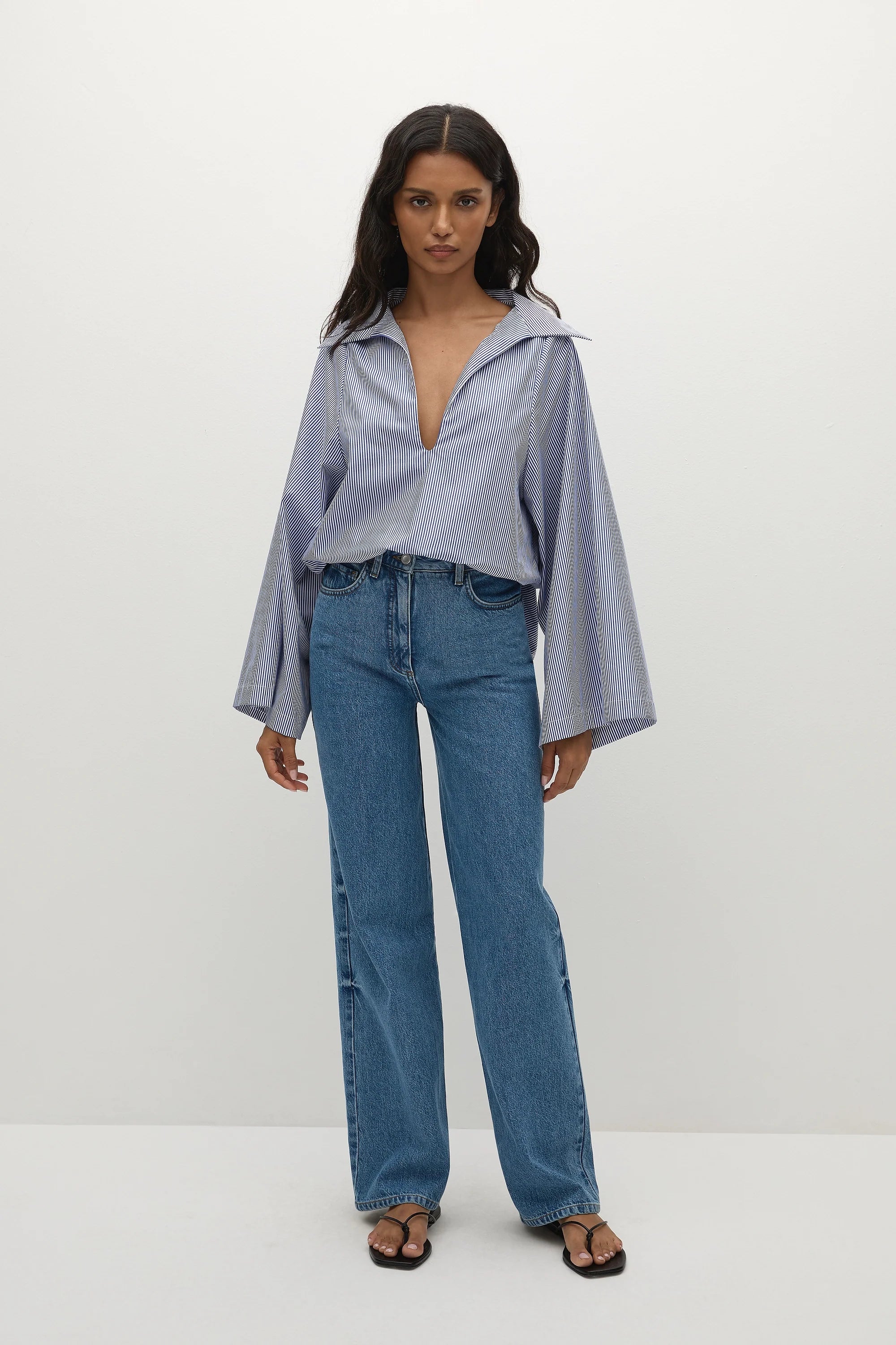 Haut Gaia à rayures Helle bleu marine vintage - Vente finale