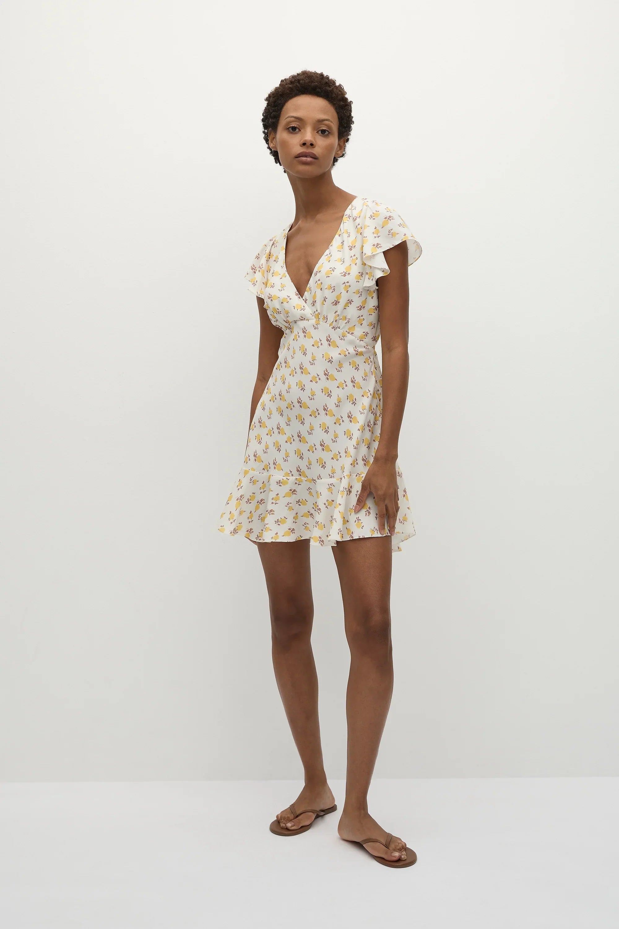 Robe courte Alba rose brumeux jaune canari - Vente finale