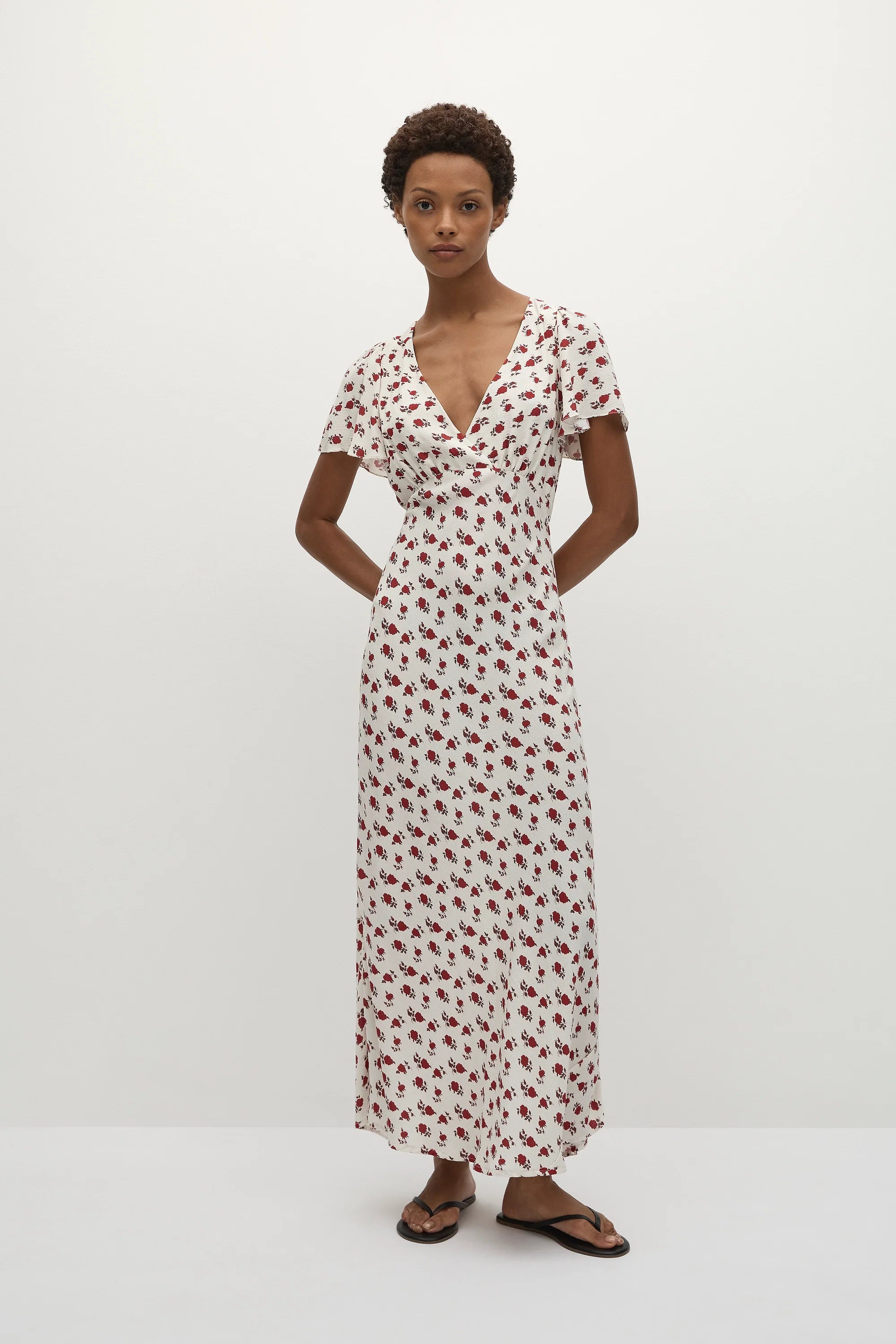 Robe midi Boda rose brumeux rouge profond - Vente finale