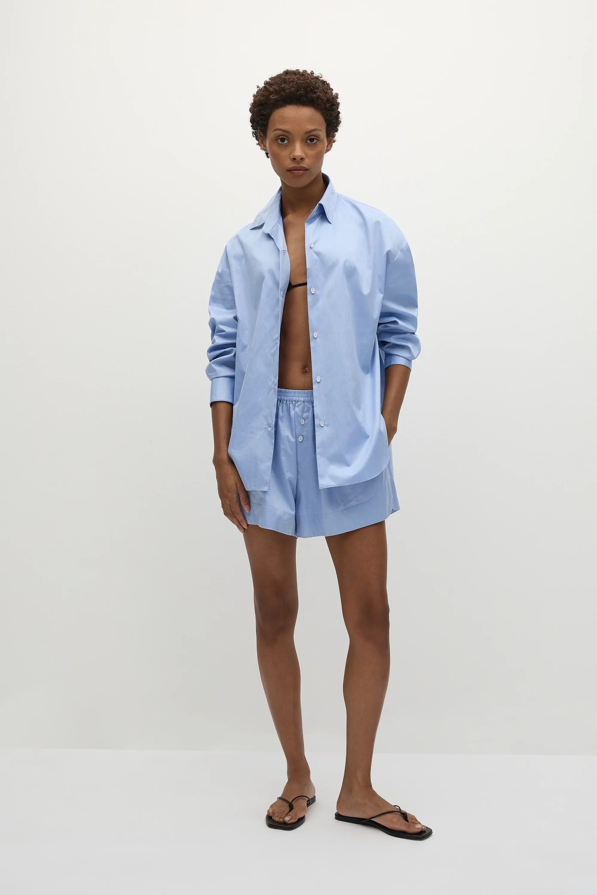 Chemise oversize En Vau bleu doux - Vente finale